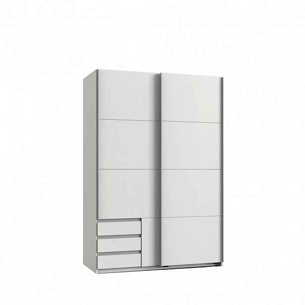 luma-home SKŘÍŇ S VZPŘÍMENÝMI DVEŘMI, 2dveřová, 135 × 65 × 198 cm (Š×H×V), šatní skříň v bílé barvě s viditelnými zásuvkami / 22660