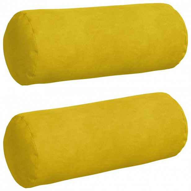 vidaXL Polštáře 2 pcs Žlutá Ø 15 x 40 cm Žebrovaná látka