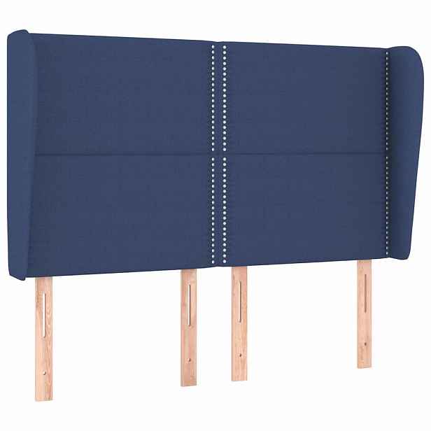 vidaXL Čelo postele typu ušák modré 147x23x118/128 cm textil