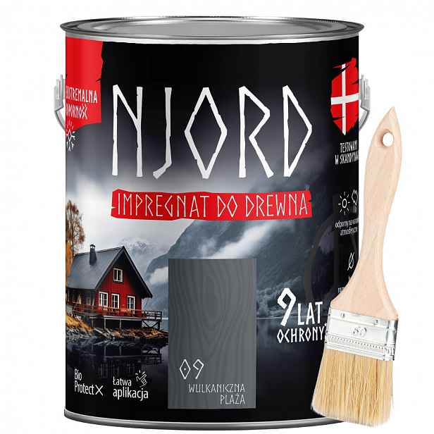 Sada Njord Ochranná Impregnace Na Dřevo 5 L Vulkanická Pláž Štětec 50 MM