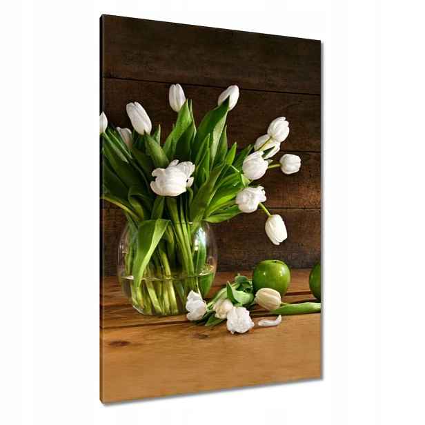 Obrazy 80x120 Bílé tulipány