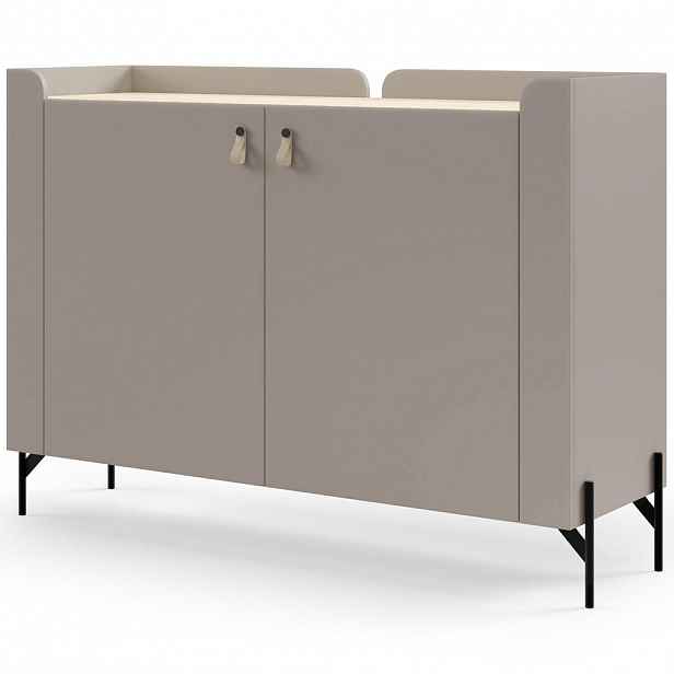 Beautysofa KOMODA Sorella se 2 dveřmi, 130 cm, do studentského pokoje, porcini + dub Mavelie