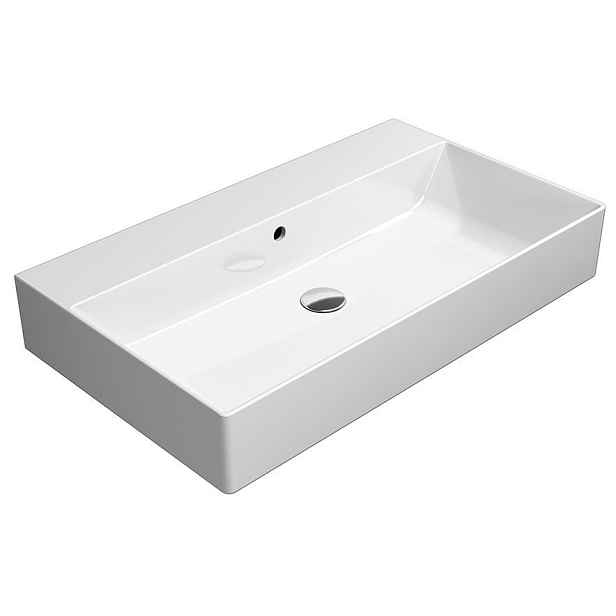GSI KUBE X keramické umyvadlo 80x47cm, broušená spodní hrana, bez otvoru, bílá ExtraGlaze