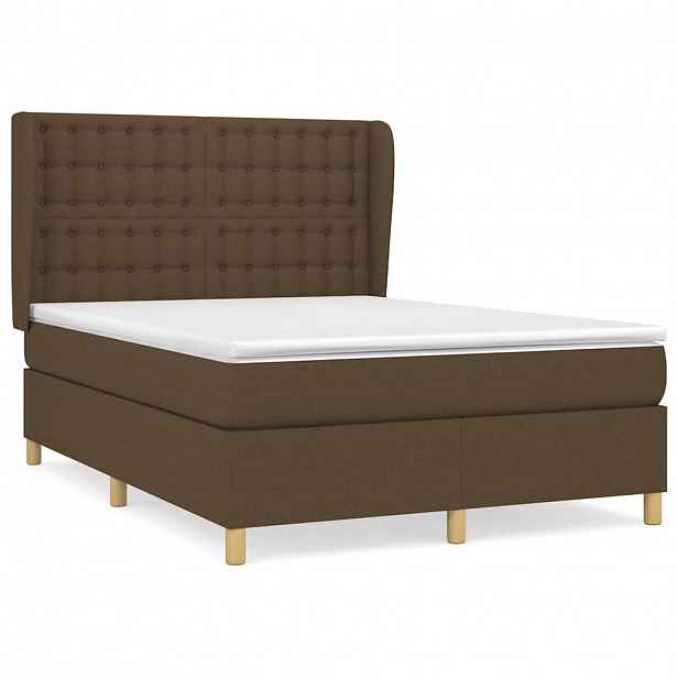 vidaXL Box spring postel s matrací tmavě hnědá 140x190 cm textil