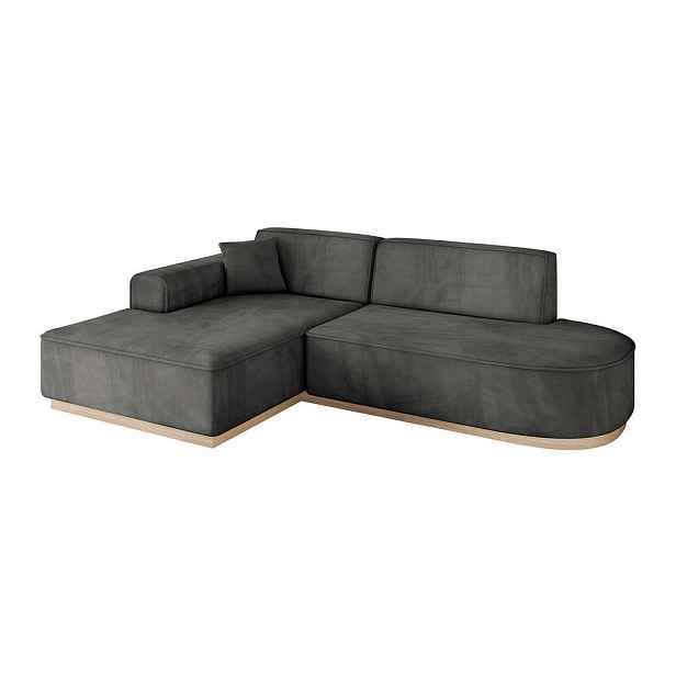 ALTDECOR ROHOVÁ SEDAČKA s otomanem, levá IREA-L1 232x165x80 Tmavě šedá Velur
