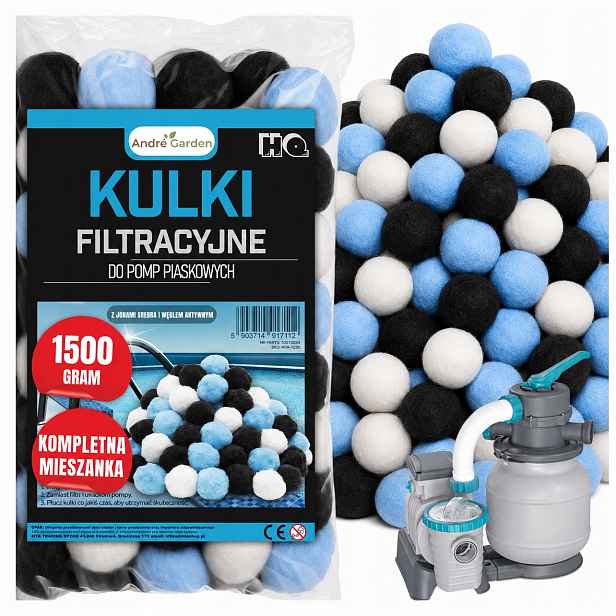 Filtrační Kuličky Do Bazénu Čerpadla 1500 g 1.5 kg Ionty Stříbra Aktivní Uhlí
