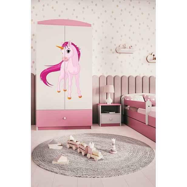 Kocot kids Dětská skříň Babydreams 90 cm jednorožec růžová II