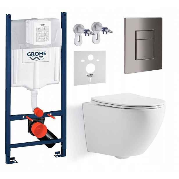 Sada Wc Rám Grohe s mísou Blatna Tornado a tlačítkem grafit Fresh