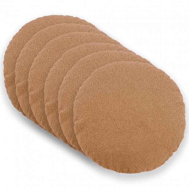 vidaXL Povlak na polštář 6 pcs HEERLEN Béžová Ø 60 cm Bouclé