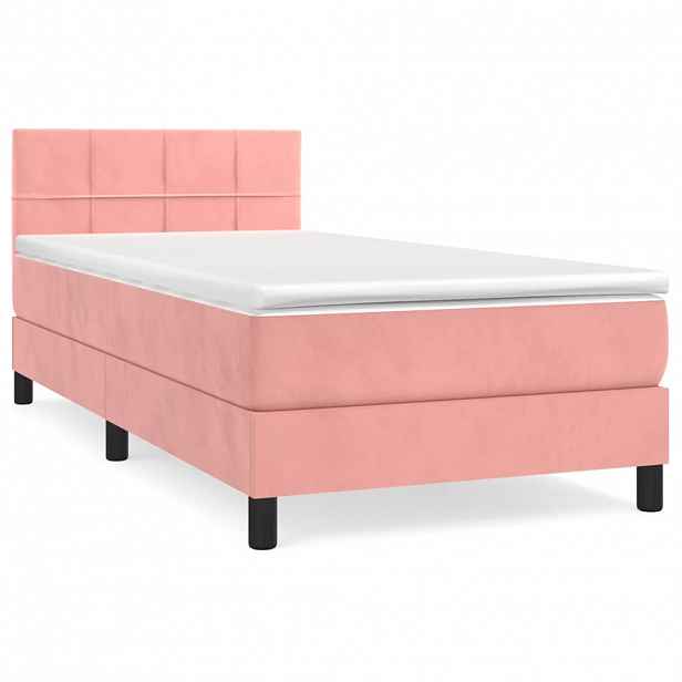 vidaXL Box spring postel s matrací růžová 80 x 200 cm samet