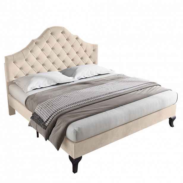 CHICFURN ČALOUNĚNÁ POSTEL 140/190 cm v krémově bílé barvě ze sametu