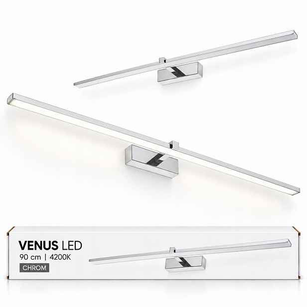 Led nástěnné svítidlo Venus 18W 90 cm chromové svítidlo do zrcadla koupelny 4200K IP44