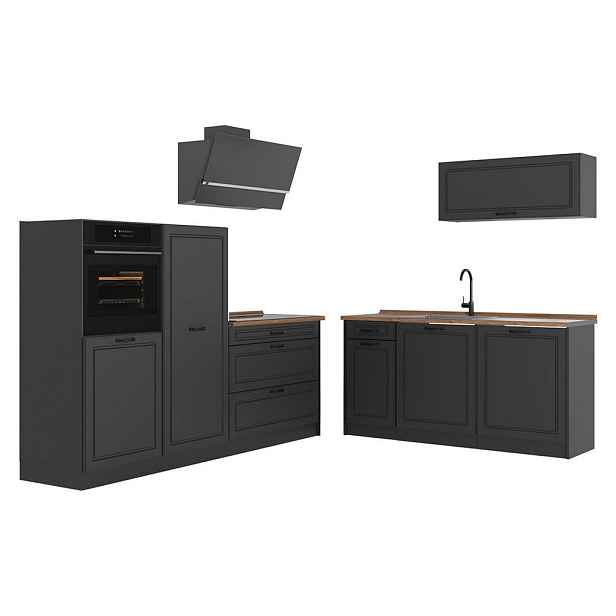 Vicco KUCHYŇSKÝ KOUT R-Line, Antracitový venkovský dům/Antracit, 220 cm pracovná doska Dub Goldkraft