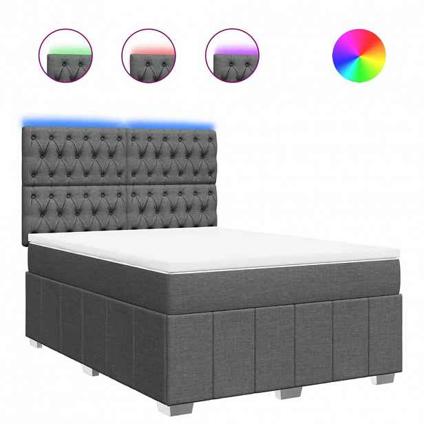 vidaXL Box spring postel s matrací tmavě šedá 160x200 cm textil