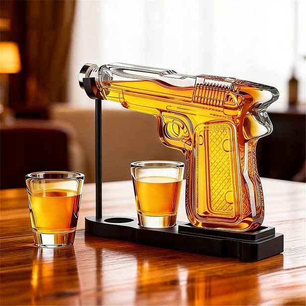 Sada Karafa 230 ML Pistole Se 2 Skleničkami Pro Milovníky Whisky