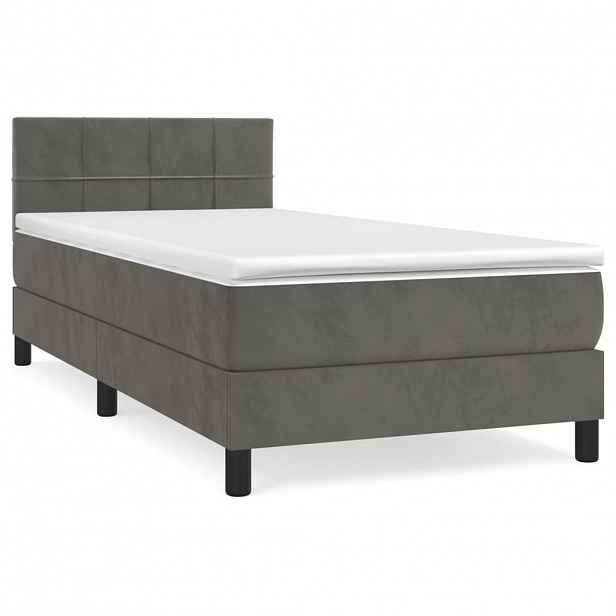 vidaXL Box spring postel s matrací tmavě šedá 90x190 cm samet