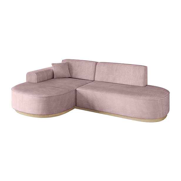ALTDECOR ROHOVÁ SEDAČKA s otomanem, levá MARI-L1-v1 243x171x83 Růžová Manšestr