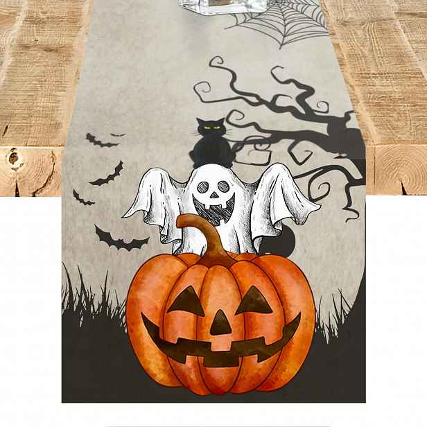 TEMU 1ks Halloween ubrus na stůl, dekorace pro domácí oslavy s dýněmi 13x48/13x72/13x108 palců