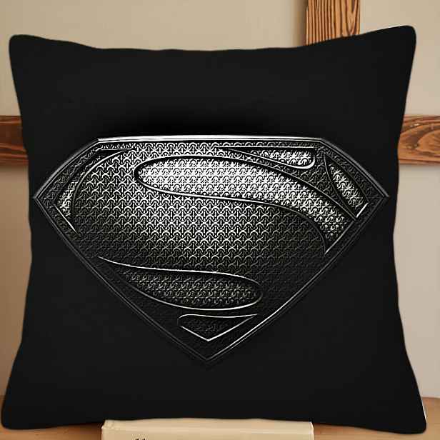TEMU Jedna kus Superman Anime-Themed Throw Pillow Cover - Současný černý a zlatý geometrický design, odolná polyesterová tkanina, zipová zatahovací,