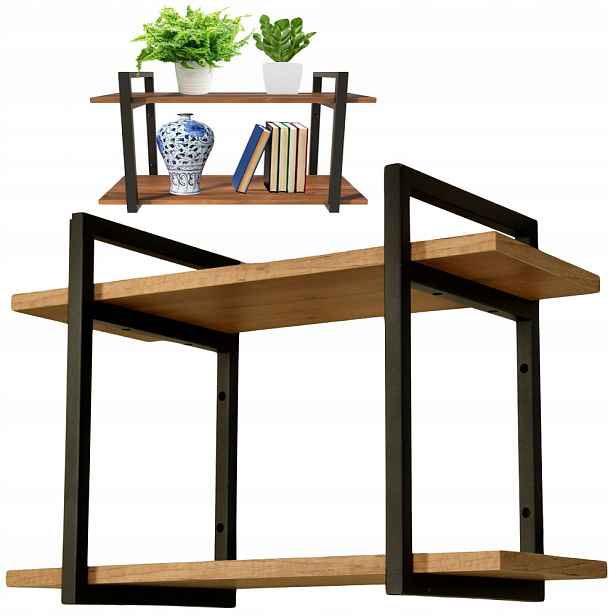 Závěsná police na zeď dub zlatý regál na knihy květiny 60 cm loft