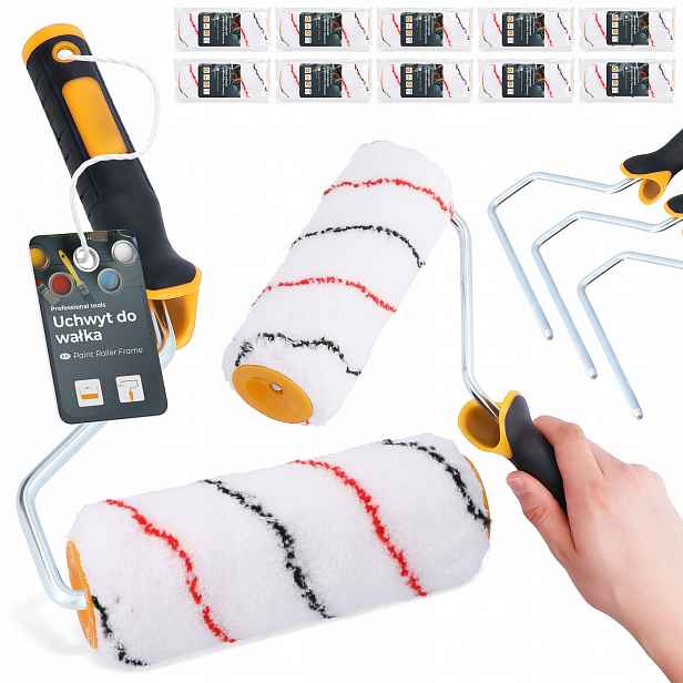 10x Malířský váleček 18 cm Zásoba Vložka pro malování Fázovaná 3x Rukojeť Uch H0