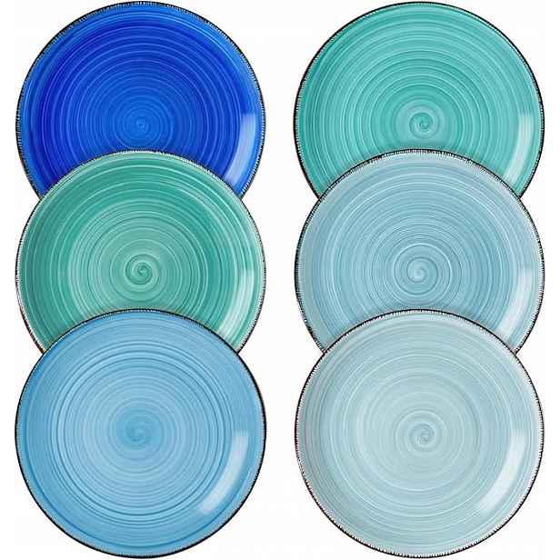 6 X Dezertní Talířek Vancasso Bonita Blue, Ručně Malovaný, Průměr 19 CM