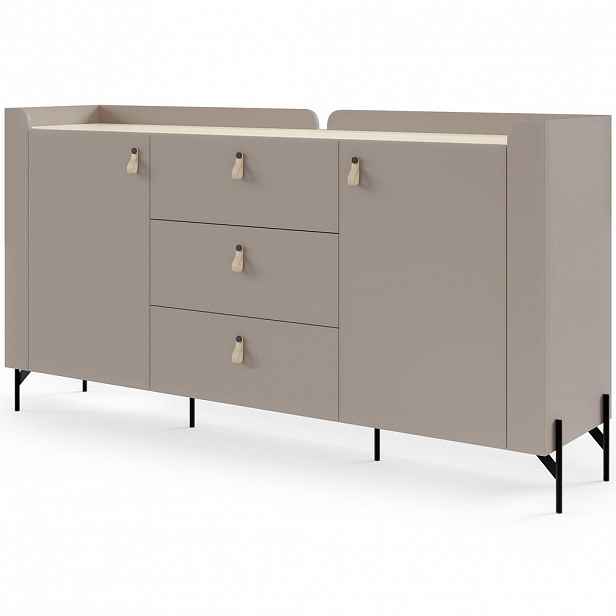 Beautysofa KOMODA Sorella se 2 dveřmi a 3 zásuvkami, 180 cm, do studentského pokoje, porcini + dub Mavelie