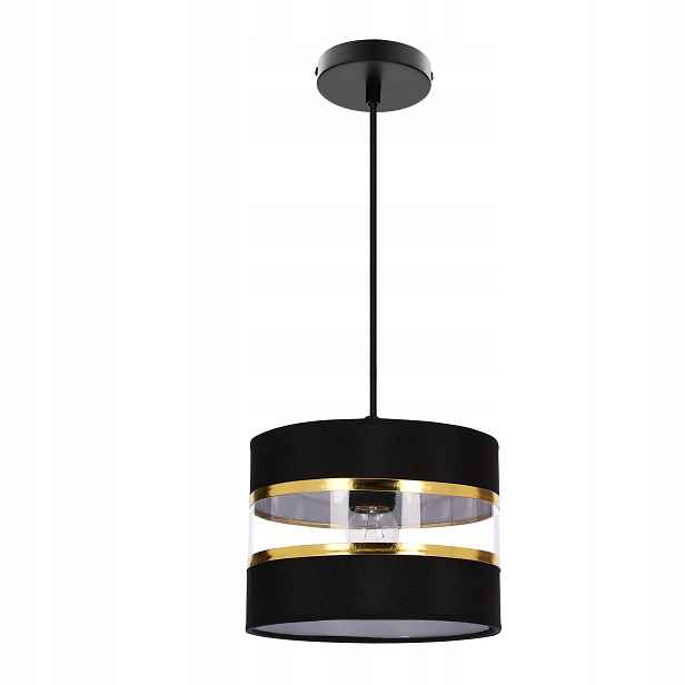 Černá závěsná lampa Jednobodová Abažurová průhledná s viditelnou žárovkou