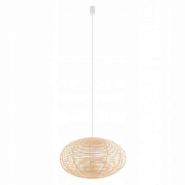 Závěsná lampa Rattan béžová nad jídelní stůl Nowodvorski