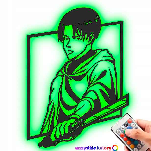 Dřevěný obraz Anime Atack on Titan Levi Ackerman Nástěnná Noční Lampa Led
