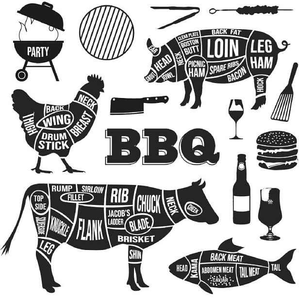 Balení bílých papírových ubrousků se zvířaty BBQ -20 ks - 13*3*13 cm J-Line by Jolipa