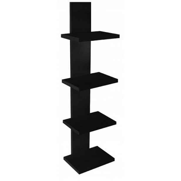 Nástěnný Regál Závěsná Police Panel Černý Mdf 20x16x76 CM