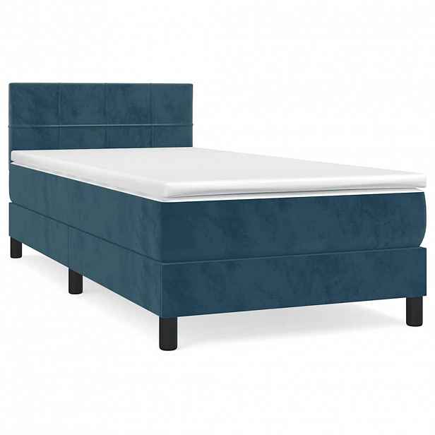 vidaXL Box spring postel s matrací tmavě modrá 90x190 cm samet