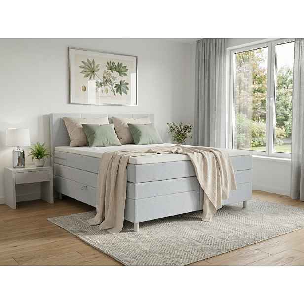 Čalouněná postel boxspring CARINA 160x200 cm světle šedá Matrace: Matrace Bonell pružinová