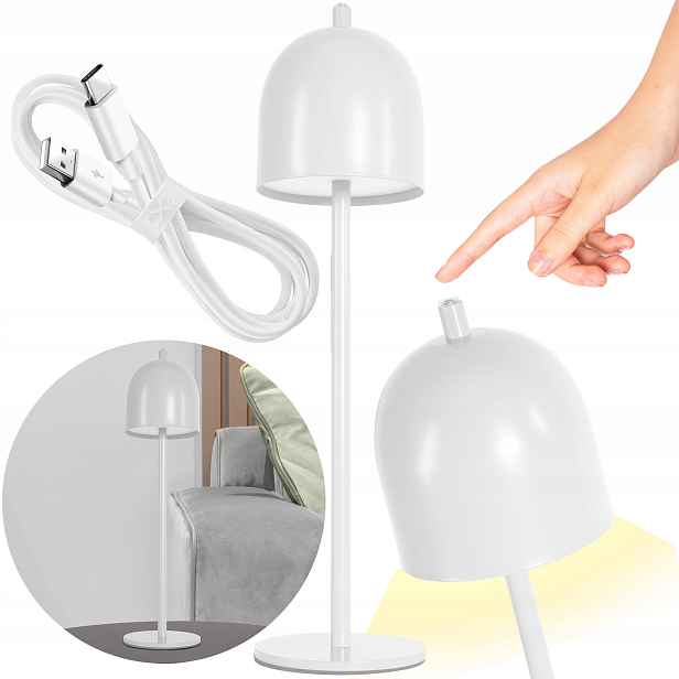 Noční Lampa Stolní Bílá Bezdrátová Dotyková Lampička Usb Bílá