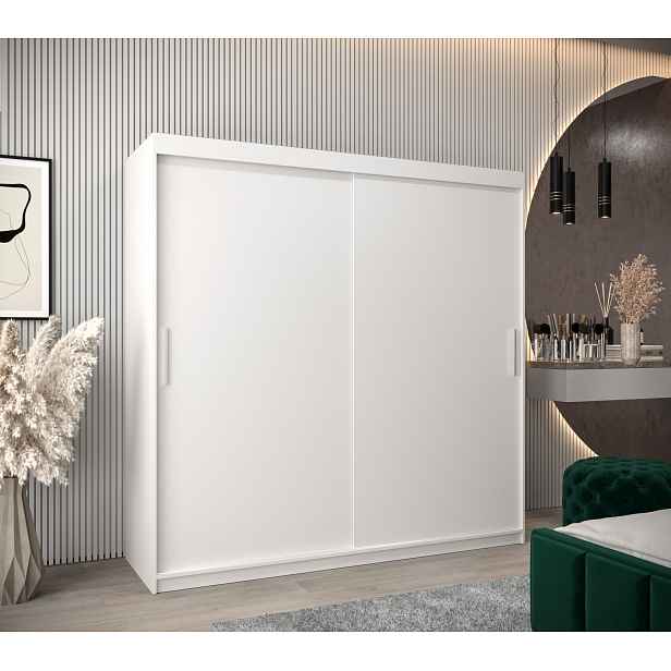 Šatní skříň Abi T0 s posuvnými dveřmi Barva korpusu: Bílá, Rozměry: 200 cm, Dveře: Bílá