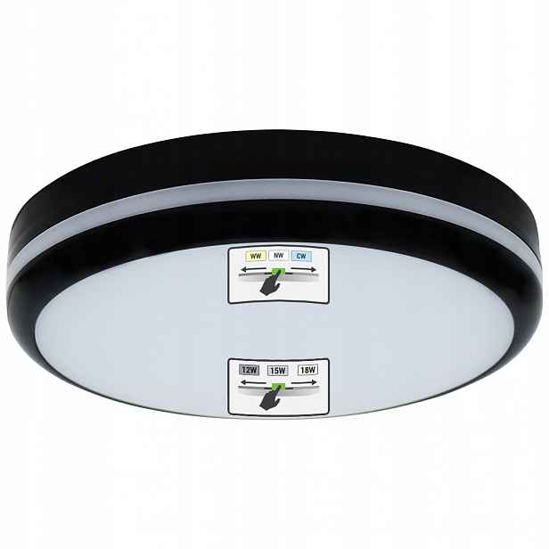 Venkovní Lampa Stropní Svítidlo Zahradní Na Balkon Terasa Led 12W/15W/18W Cct Černá