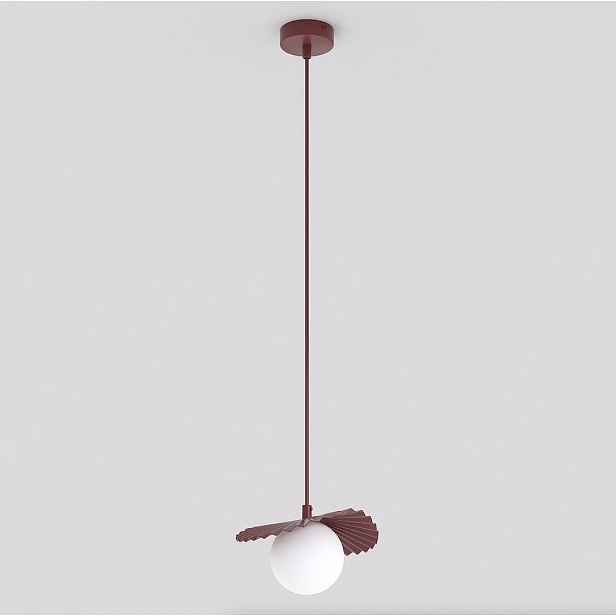 Závěsná lampa Flora 1, vínové opálové stínidlo, 1x G9