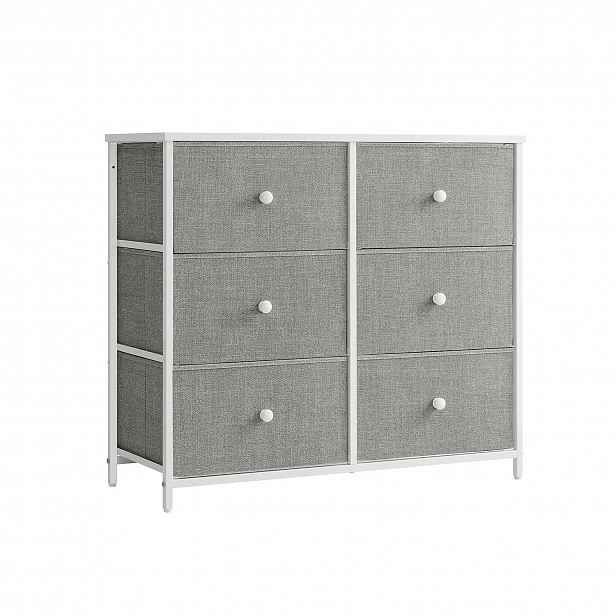 AKCE Komoda se zásuvkovými boxy HESTO 80x71 cm, bílá/šedá II. jakost
