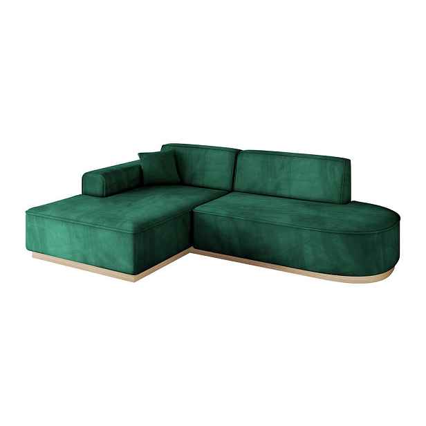 ALTDECOR ROHOVÁ SEDAČKA s otomanem, levá IREA-L1 232x165x80 Zelená Velur