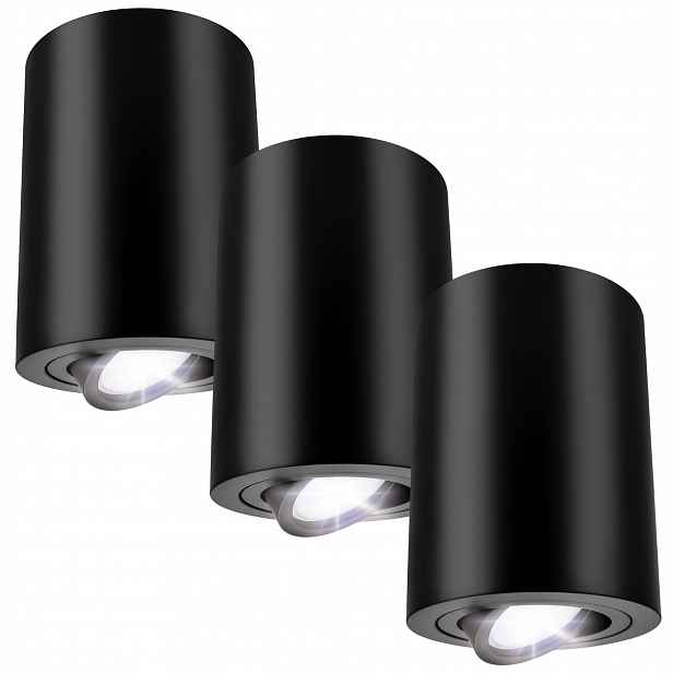 Led halogenové nástěnné svítidlo Spot Tuba GU10 stropní Velká černá Pohyblivá x3