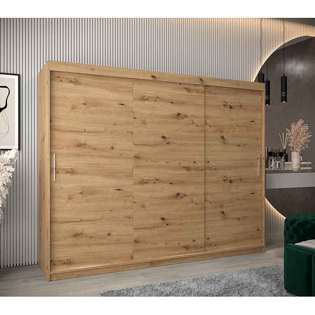 Šatní skříň Abi T0 s posuvnými dveřmi Barva korpusu: Dub artisan, Rozměry: 250 cm, Dveře: Dub artisan