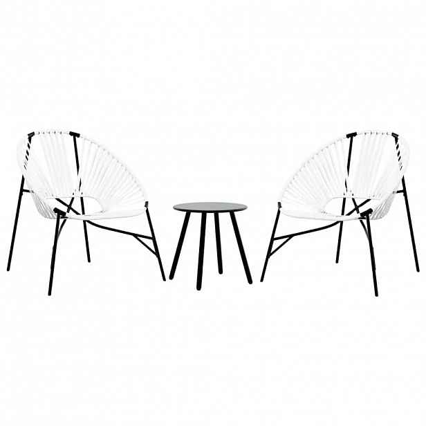 vidaXL Sada zahradních židlí 3 ks z černého a bílého polyratanu