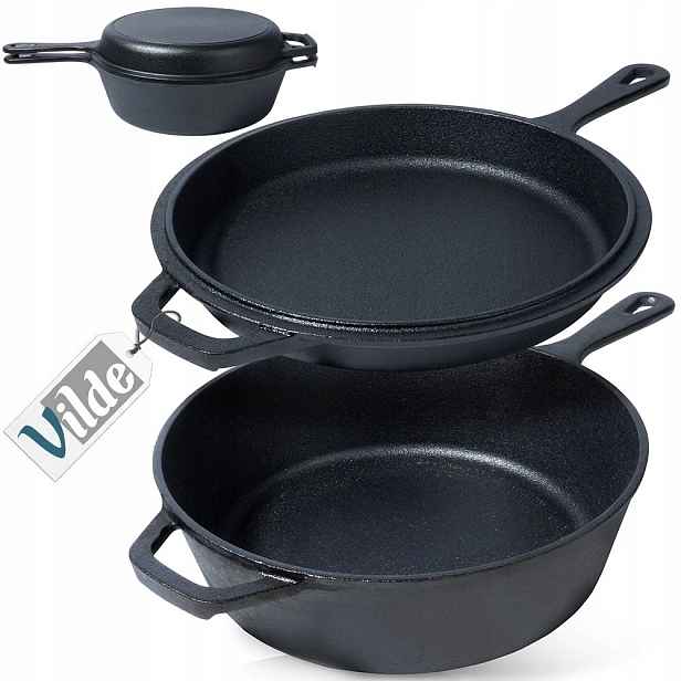 Sada Hrnec s pánví a rukojetí z litiny Pevná a odolná Vilde 42 cm