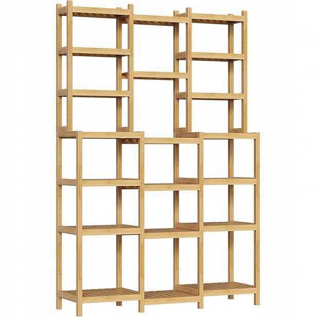 7patrový úložný regál FBA-030, 105 x 28 x 160,7 cm, bambus