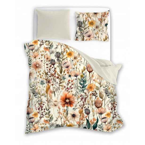 Bavlněné Oboustranné Povlečení Louka Zahrada Květiny Příroda Retro Boho 160x200