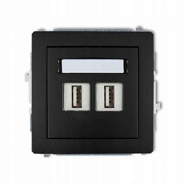 Dvojitá Usb nabíječka černá matná 2xUSB A-a 2.0 12DGUSB-2 Deco Karlik