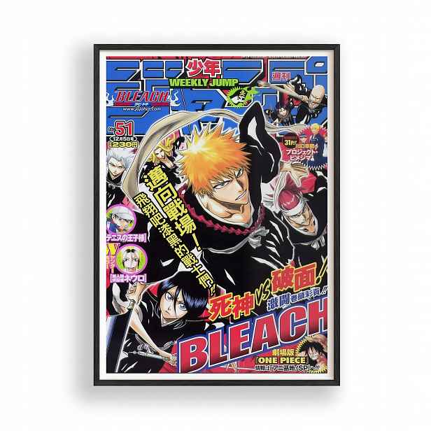 Obraz Bleach Weekly Jump Obálka Plakát Rámeček Dřevěný Černý 30x42 cm