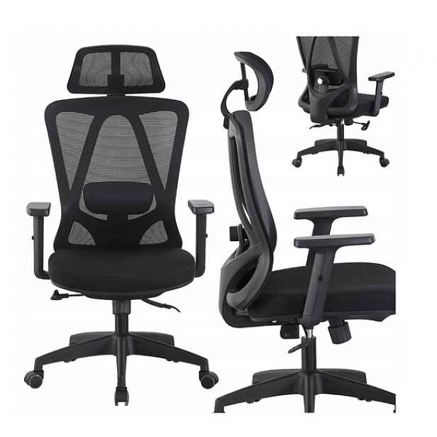 Otočné Kancelářské Křeslo Ergonomické Černé Horseking Síť MS016 Bozp