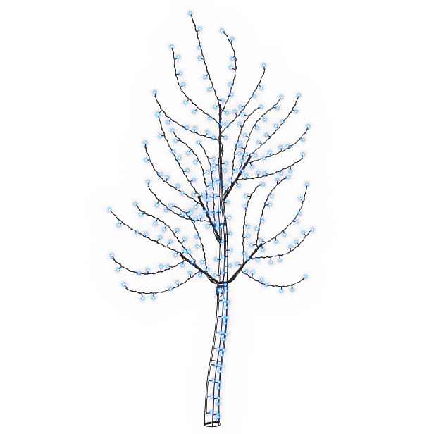 vidaXL LED vánoční stromeček na zeď 150 cm 140 LED Modrá Ocel Černá